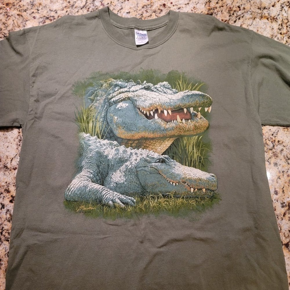 Vintage 90s 1999 Alligator Graphic Tee, Massive Print, Nature T-Shirt, Florida